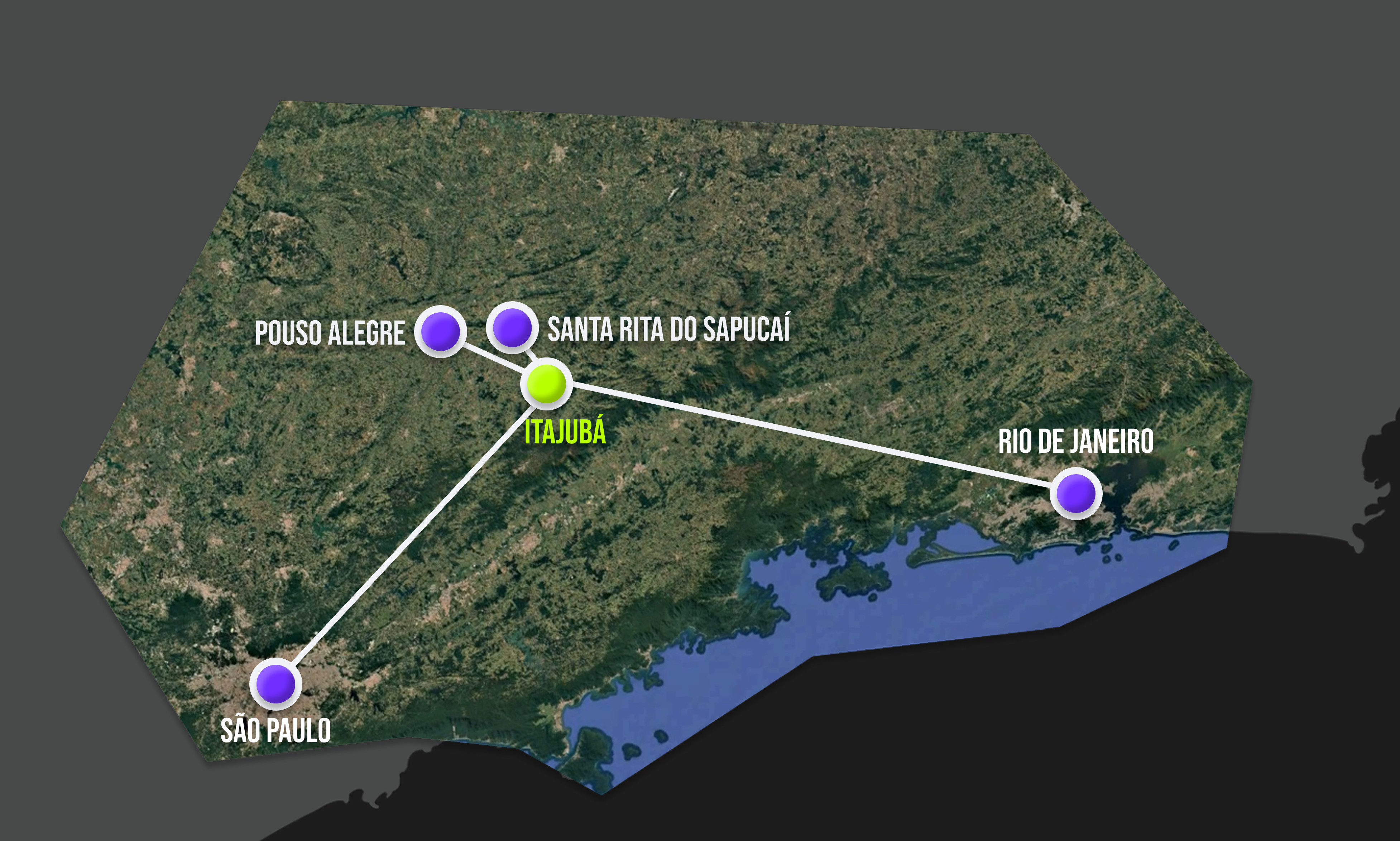 Mapa com as localizações